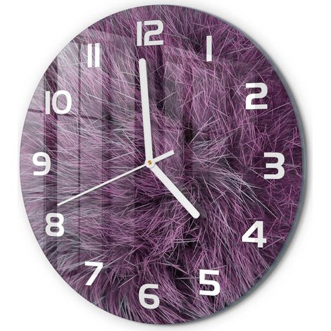 Horloge Murale Ronde Cadeau Original Verre Silencieuse pour Maison Salon Fourrure rose fi 30 cm (1/5)