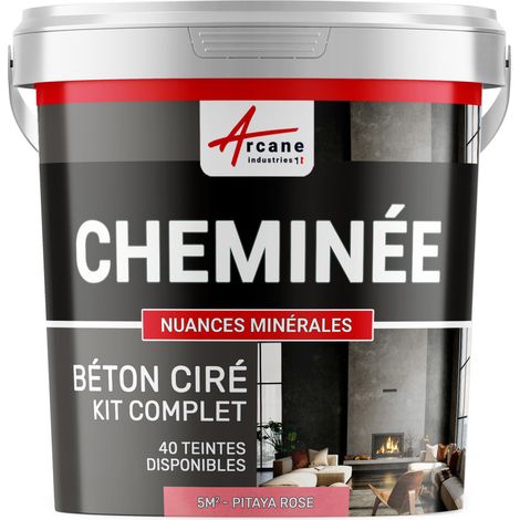Béton ciré cheminée, kit avec primaire et vernis - 5 m² (en 2 couches) Pitaya Rose - ARCANE INDUSTRIES