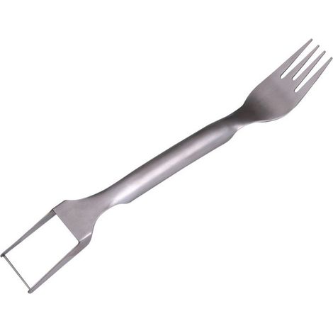 Fourchette à pastèque en acier inoxydable, portable, à double extrémité, outil de coupe estival, idéal pour les fêtes de famille et le camping. (1/5)