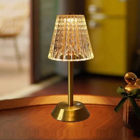 TrAdE Shop Traesio - Lampada Da Tavolo Cristallo Batteria Portatile Ricaricabile Luci Led Dimmerabile - (1/5)