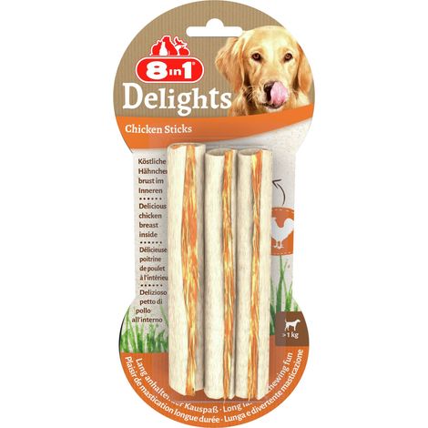 8in1 Kausticks Delights Chicken Leckerli Kausnack Hundefutter (1/2)