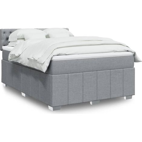 Boxspringbett mit Matratze Hellgrau 140x200 cm Stoff (1/5)