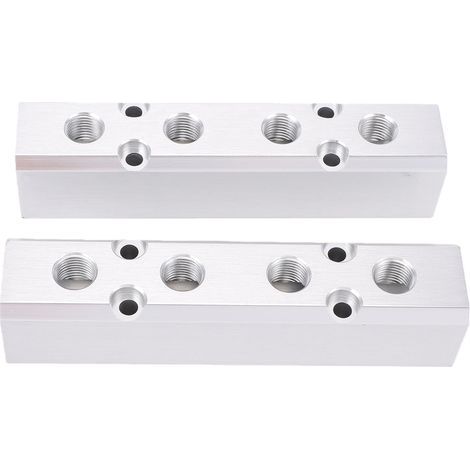 Collecteur de compresseur d'air, 2 pièces, bloc de Distribution à 4 voies et 6 ports, sortie NPT de 1/4 pouces, alimentation 1/2 (1/5)