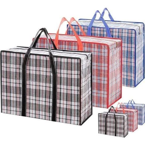 6 Extra Large Panier a Linge, Sac de Rangement Réutilisable, Grand Sac Cabas Multi-usages à Fermeture Zippée, Sac de déménagement (1/4)