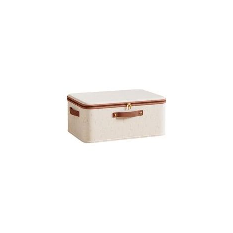 Faltbare Aufbewahrungsbox mit Reißverschlussdeckel – Wäschekorb/Truhe, faltbar und waschbar, Kleiderschrank-Organizer mit Griffen (Maße: 38 x 26 x 16 cm, Fassungsvermögen) – Crezuo