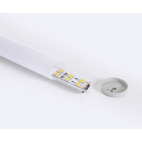 Profilé Aluminium Rond de 2m pour Ruban LED jusqu'à 16 mm Aluminium 2 m Blanc translucide (1/3)