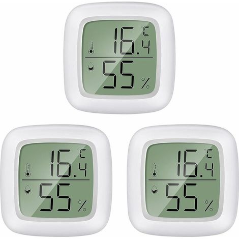 Pack de 3 mini hygromètres à thermomètre numérique LCD pour chambre de bébé, chambre pour personnes âgées, salle d'étude, cave à vin, etc.- (1/5)