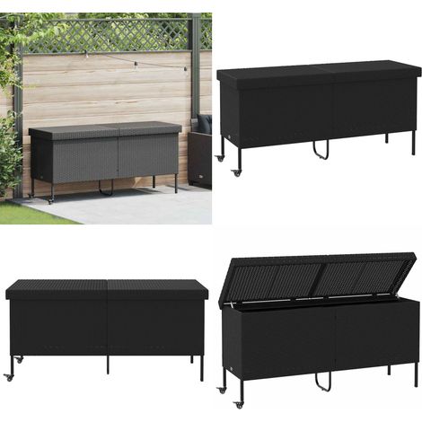 vidaXL Gartentruhe mit Rollen Schwarz 160x55x75 cm Poly Rattan (1/5)