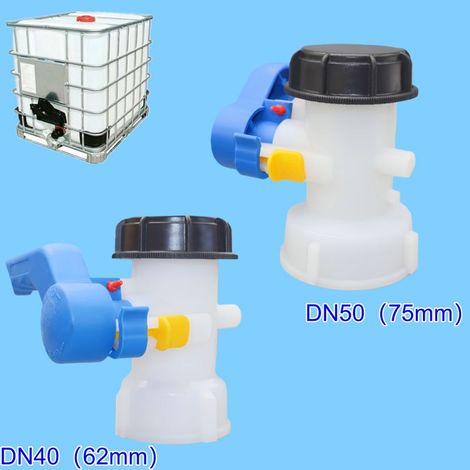 Monoblock-Absperrklappe DN40 62 mm für 1000-Liter-IBC-Tanks, beständig gegen Säuren und Basen (1/5)