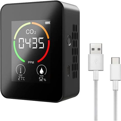 Kohlendioxid-Detektor, Luftqualitätsdetektor, CO2-Messgerät für den Innenbereich, digitaler Monitor, Temperatursensor, Luftfeuchtigkeitssensor, buntes Display mit Hintergrundbeleuchtung