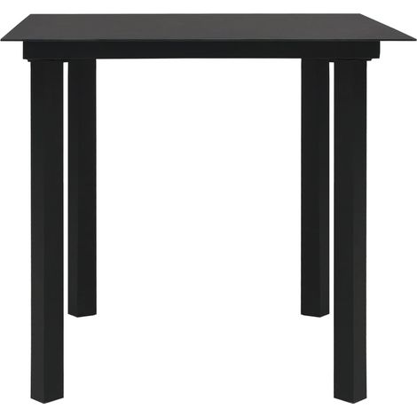 Table à dîner de jardin,Table d'extérieur Noir 80x80x74 cm Acier et verre CFW83489 (1/4)