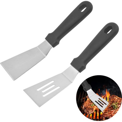 Lot de 2 petites spatules en acier inoxydable - Mini spatules de service - Spatules plates en métal pour la cuisine