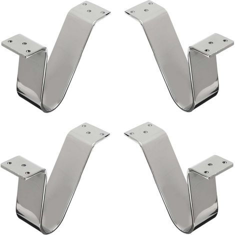 Cyclingcolors – Lot de 4 pieds de meuble en métal 120mm – Finition chrome poli – A visser avec patins en caoutchouc pour protection des sols (1/2)