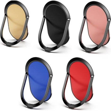 Soporte universal de anillo para teléfono móvil - Rotación de 360 grados - Ultrafino - Compatible con todo tipo de smartphones y tablets. Paquete de 5 (5 colores). (1/5)