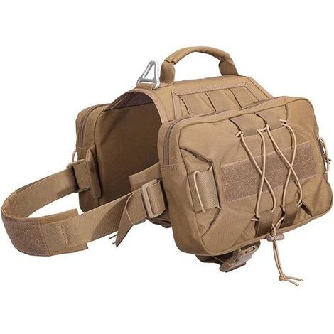 Hound Dog Saddle Backpack for Travel, Camping, and Hiking - Brown M Size Pet Carrier Basket