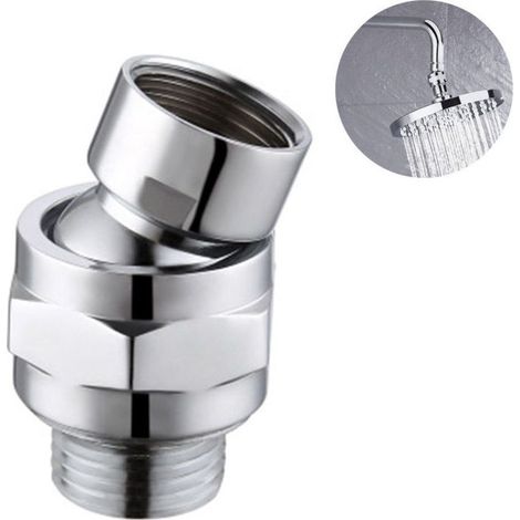 Raccord de douche universel avec joint rotatif, bras extensible réglable et pommeau orientable – finition nickel brossé (1/4)