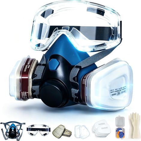 Reusable Respiratory Protective Mask, Dust Mask with 2 Filters, Chemical Gas Mask for Painting, Working, Organic Vapors, Polishing, DIY (1/5)