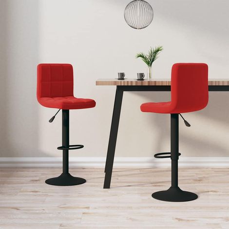 vidaXL Tabourets de bar lot de 2 rouge bordeaux velours (1/5)
