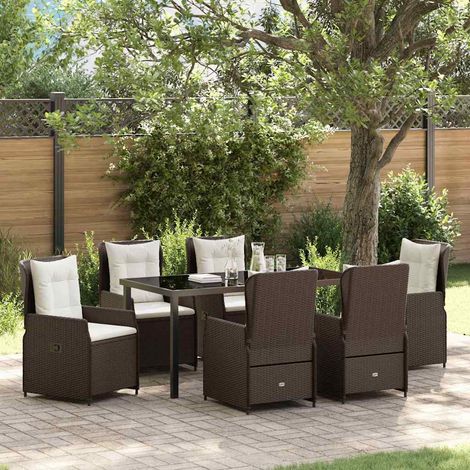 Garten Essgruppe 7 pcs Braun Poly-Rattan (1/5)
