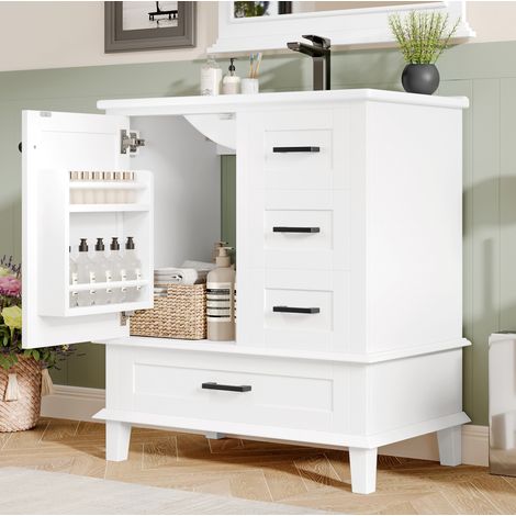 Mueble de baño con lavabo 76 x 46 x 83,5 cm blanco HAVRYA (1/5)