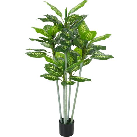 Plante artificielle Calathea 150 cm 53 feuilles pot ciment