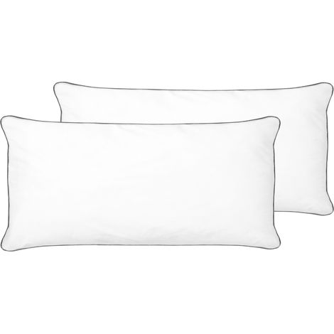 Conjunto de 2 almohadas relleno de microfibra de algodón japara 40 x 80 cm perfil alto blanco Pelister (1/5)