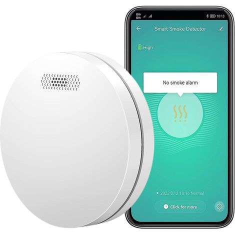 wifi Avec De Dtecteur D'incendie Sans Fil Intelligent Avec Fonction De Mise En Sourdine Par App Alarme De Test Pour L'avertissement D'incendie (1/5)