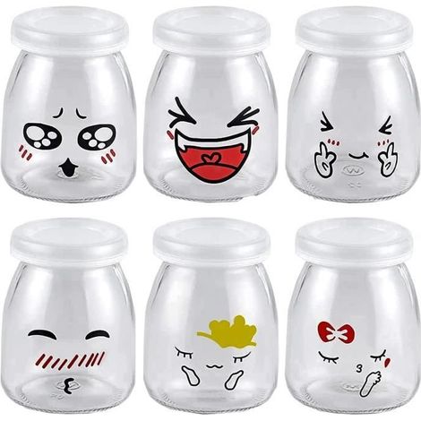 Pots de Yaourt en Verre - 6Pcs - 150ML - Couvercles Hermétiques - Idéal pour Desserts (1/4)