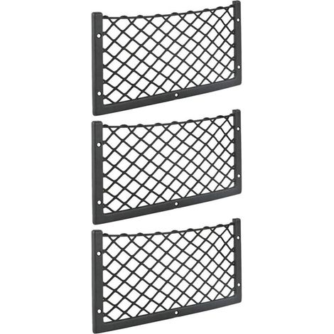 Set of 3 car storage nets - 36 x 18 cm - High elasticity, storage net for luggage, magazines - For van, caravan, motorhome, truck (1/5)