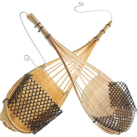 Paniers Suspendus Tressés en Bambou Naturel 2 Pièces, Solide et Faits Main, Style Nid D'oiseau Unique, pour Plantes D'intérieur et D'extérieur (1/5)