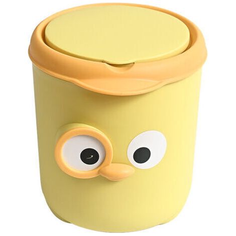 Mini Poubelle De Bureau Avec Couvercle,Poubelle Portable, Petite Poubelle Mignonne(jaune) (1/5)