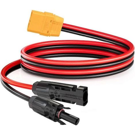 Câble adaptateur femelle XT90 de 1 m avec connecteur de panneau solaire 10AWG pour station d'alimentation portable, batterie RC, drone, camping-car, jouet, etc. (1/5)