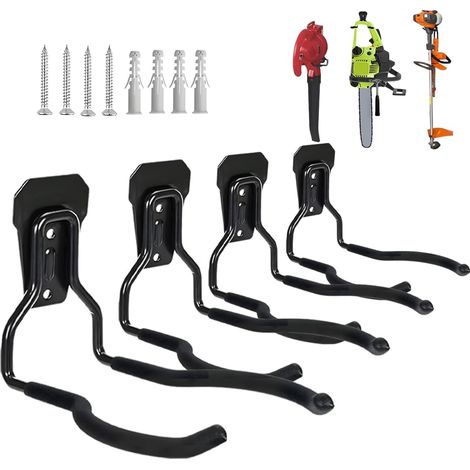 Rasenmäherhaken, robuste Wandhalterungen für Gartengeräte, Besen, Schaufeln, Rechen und Rasenmäher (4er-Pack)