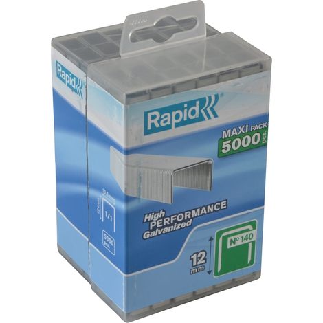 Rapid Flat Wire Staples for Insulation, Fabric, Decoration, Softwood, Thin Plastic, Outdoor Use, 12mm Length, Box of 5,000