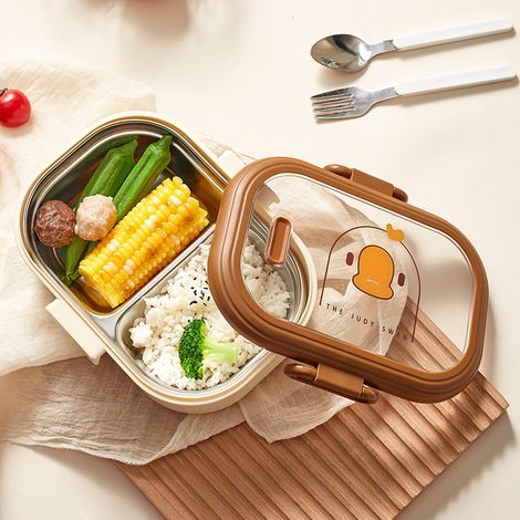 Isolierte Lunchbox (950 ml) mit Cartoon-Motiven, mehreren Fächern, ideal für Schule und Reisen. (1/5)