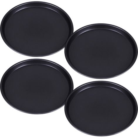 Set de 4 plateaux à pizza, diamètre 33 cm, acier au carbone antiadhésif, couleur anthracite, pour four domestique (1/5)