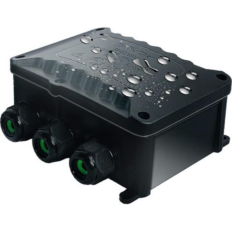 Boîte de dérivation étanche IP68 Certification TÜV 4 voies avec M25 pour petit boîtier électrique noir de Ø9mm Ø12mm de diamètre avec borne à 5 broche