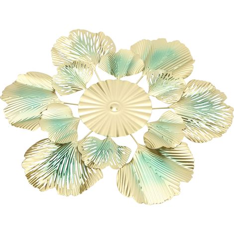 Décoration murale nordique de luxe, miroir en forme de feuille d'abricotier et de fleur, suspension murale en fer forgé, décoration de porche, 46 x 45,5 x 3,5 cm / 18,1 x 17,9 x 1,4 po (1/5)
