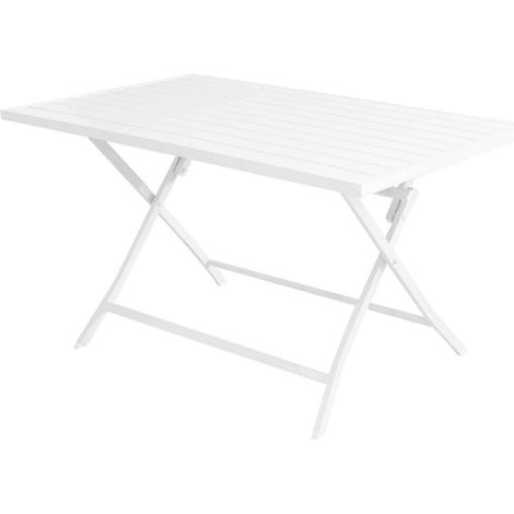 Tavolino pieghevole in alluminio 77x130x73h cm da esterno colore Bianco mod. Alabama (1/5)