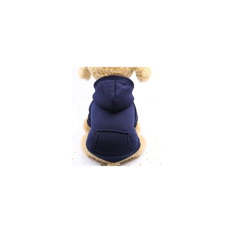 Sweat à capuche pour chat, manteau d’hiver en coton avec poche, pull de Noël, bleu, taille S – (1/3)