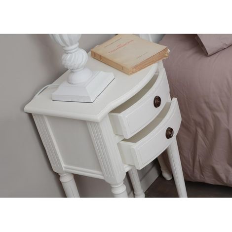 Amadeus - Table de chevet 2 tiroirs en bois blanc L40 cm Agathe (1/5)
