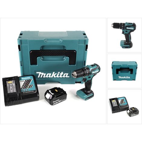 Makita DHP 483 RF1J Trapano avvitatore a percussione brushless a batteria 18 V in valigetta MAKPAC + 1x Batteria 3,0 Ah + Caricatore rapido