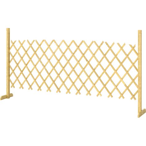 Barrière extensible en bois de sapin, 180 cm, base stable, pour une utilisation intérieure et extérieure (balcon/jardin), 180 x 30 x 90 cm, bois naturel