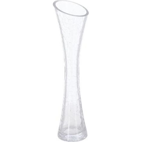 Atmosphera – Vase soliflore évasé 30cm en verre transparent – Finition craquelée – Pour décoration intérieure moderne