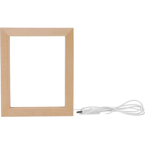 LED-beleuchteter Bilderrahmen, einzigartiger Holzbilderrahmen, eleganter Fotohalter – 23 x 17 cm – Khaki (1/3)