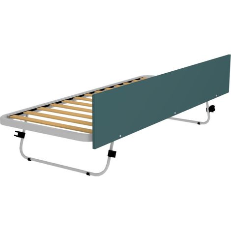 Rete estraibile 80x190 con gambe a scatto e frontale di finitura - Verde Petrolio (1/5)