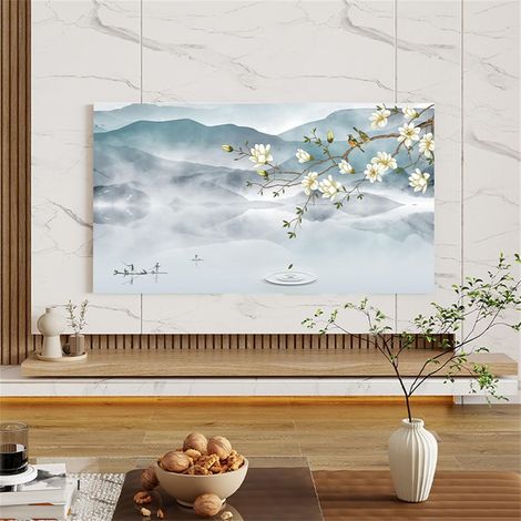 TV Cover, Chinese Style Protective TV Cover, Elastic TV Screen Protector, Breathable Dustproof TV Cover (46-50 inch, Mountain View) (1/5)