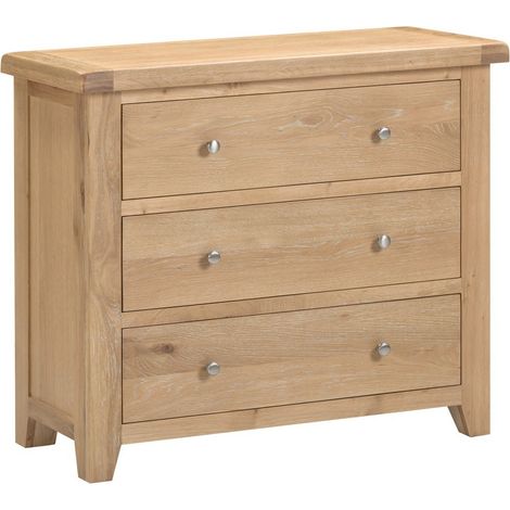 Windsor 3 Drawer Chest - L40 x W97 x H81 cm - Natural Oak