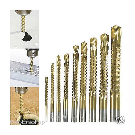 PUNTE ACCIAIO SET DA 9 TRAPANO PER FORARE TITANIO LEGNO FERRO FRESARE FILETTARE