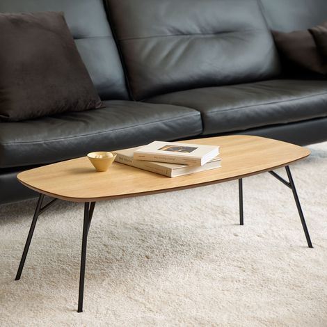 Table basse 120x60x40cm naturel et noir